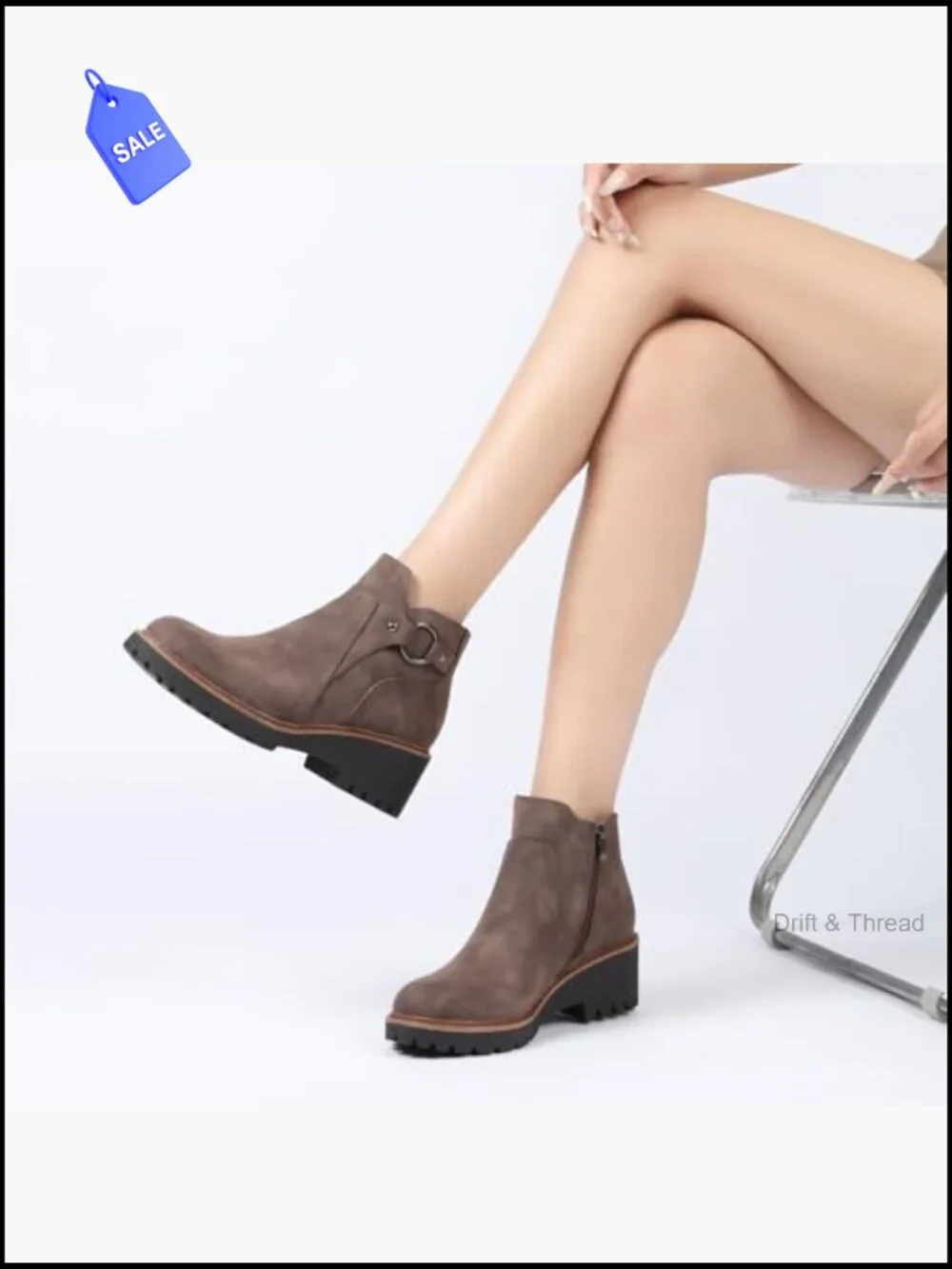 Women's Fashion Booties Chunky Heel Zipper Comfortable Ankle Boots